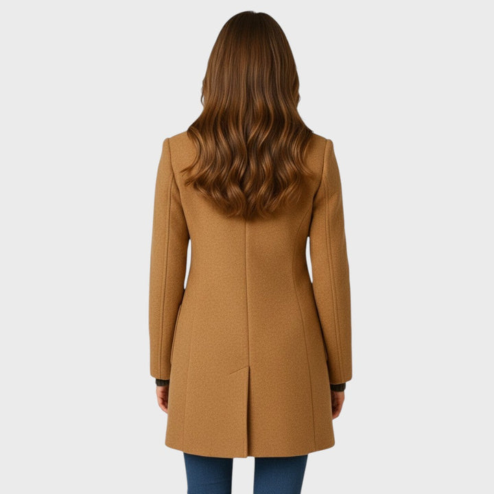 Women's Fitted Coat with Button Fastening – Elegant Style