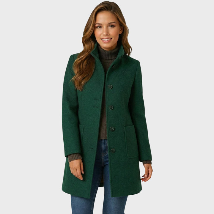 Women's Fitted Coat with Button Fastening – Elegant Style