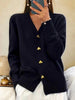 Long cardigan with V-neck and heart-shaped buttons