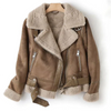 Women's Leather Jacket with Sherpa Lining - Naomi