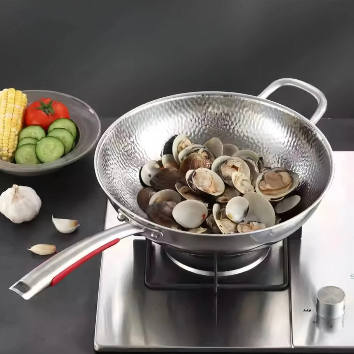 PANVION – Premium Titanium Wok with Round Bottom for Induction Hobs and Easy Stirring