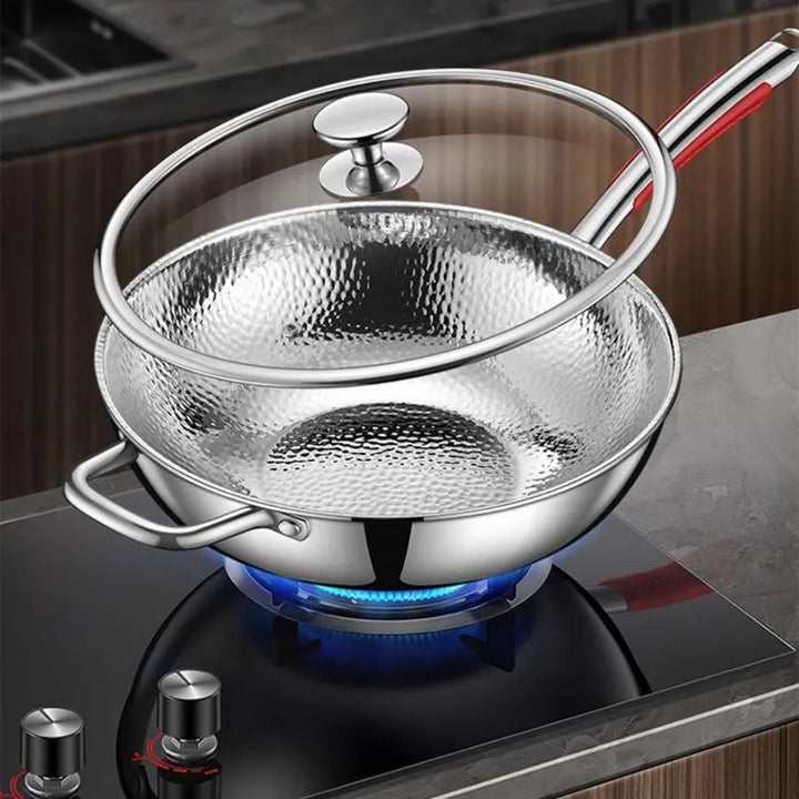 PANVION – Premium Titanium Wok with Round Bottom for Induction Hobs and Easy Stirring