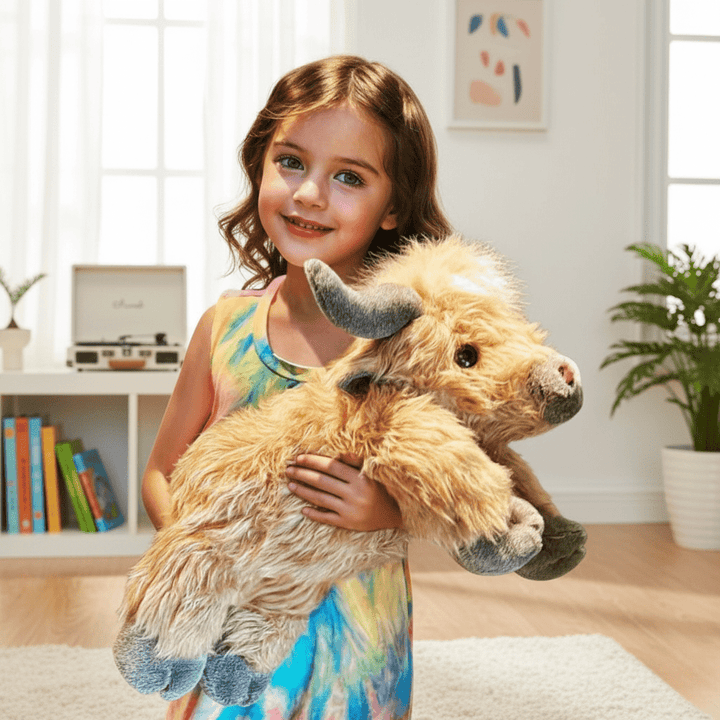HEATHERMO – Charming Highland Cattle Plush Toy with Soft, Rustic Charm