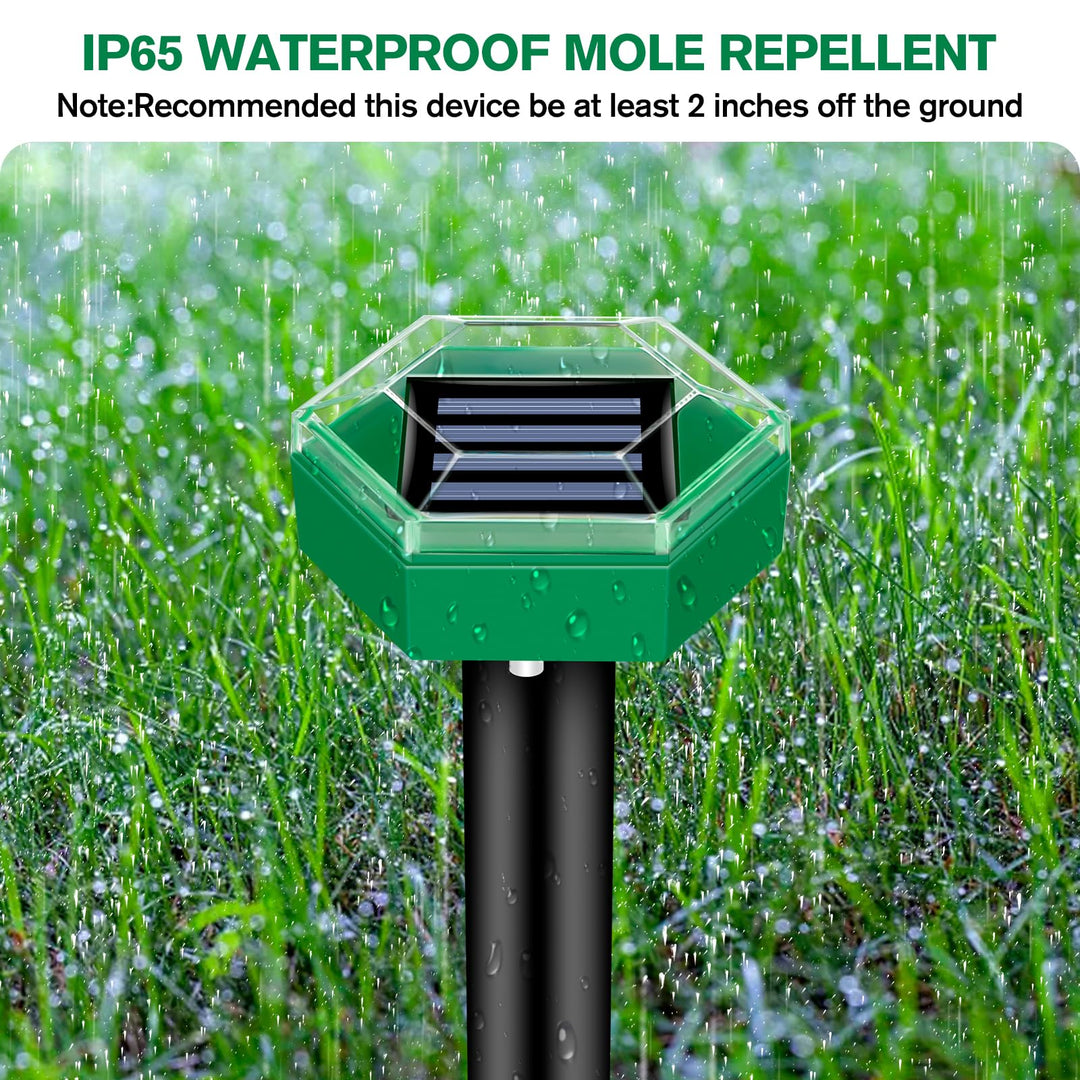 Mole Repeller 4-Piece Set | Solar-Powered and Weatherproof | Easy Installation | MoleSilent