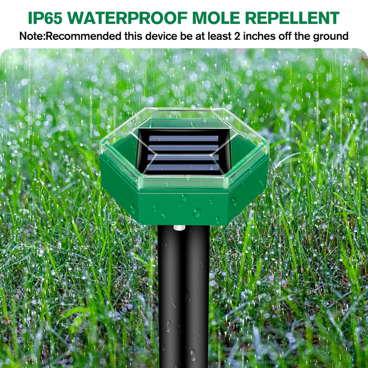 Mole Repeller 4-Piece Set | Solar-Powered and Weatherproof | Easy Installation | MoleSilent
