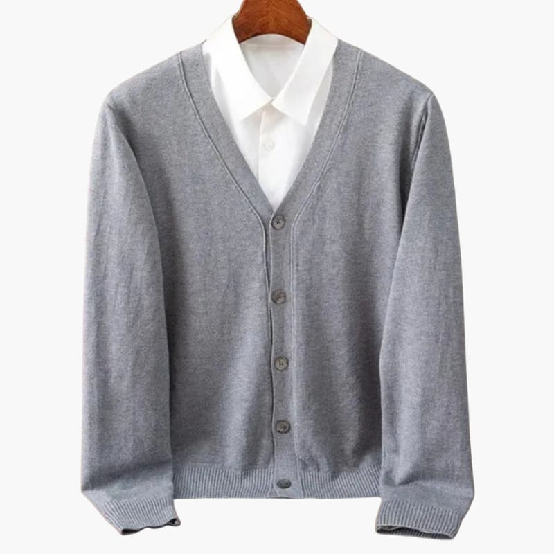 Men’s V-Neck Button-Front Cardigan – Classic Knit Layer