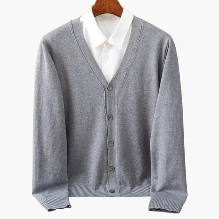 Men’s V-Neck Button-Front Cardigan – Classic Knit Layer