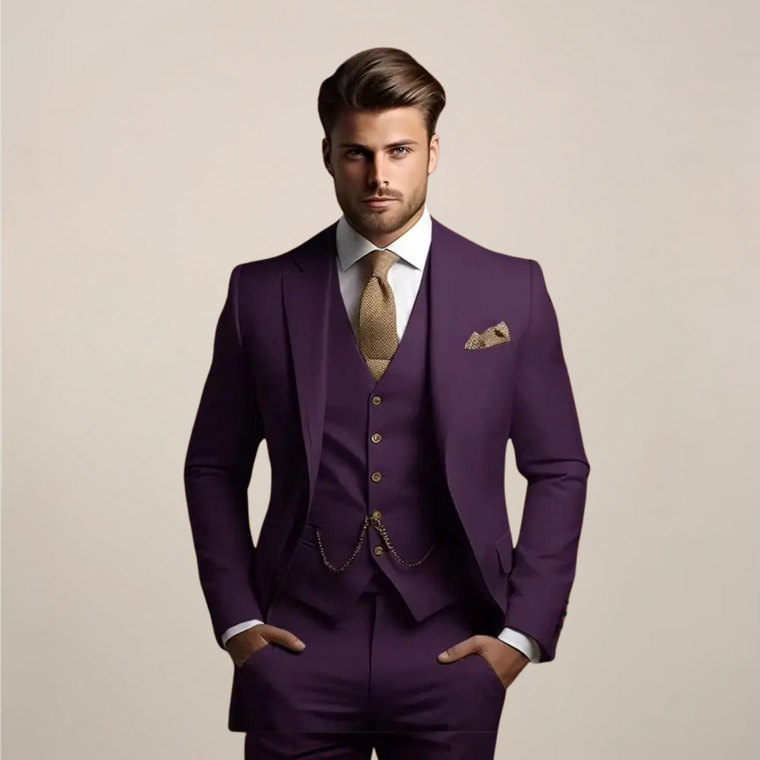 Breathable Three-Piece Men's Wedding Suit – Tailored, Formal Spring Fashion