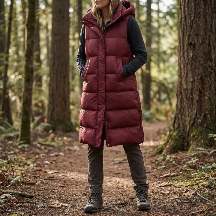 Midi-Length Padded Gilet - Hazel