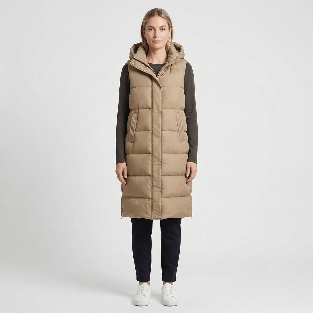 Midi-Length Padded Gilet - Hazel