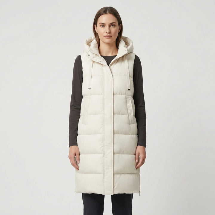 Midi-Length Padded Gilet - Hazel