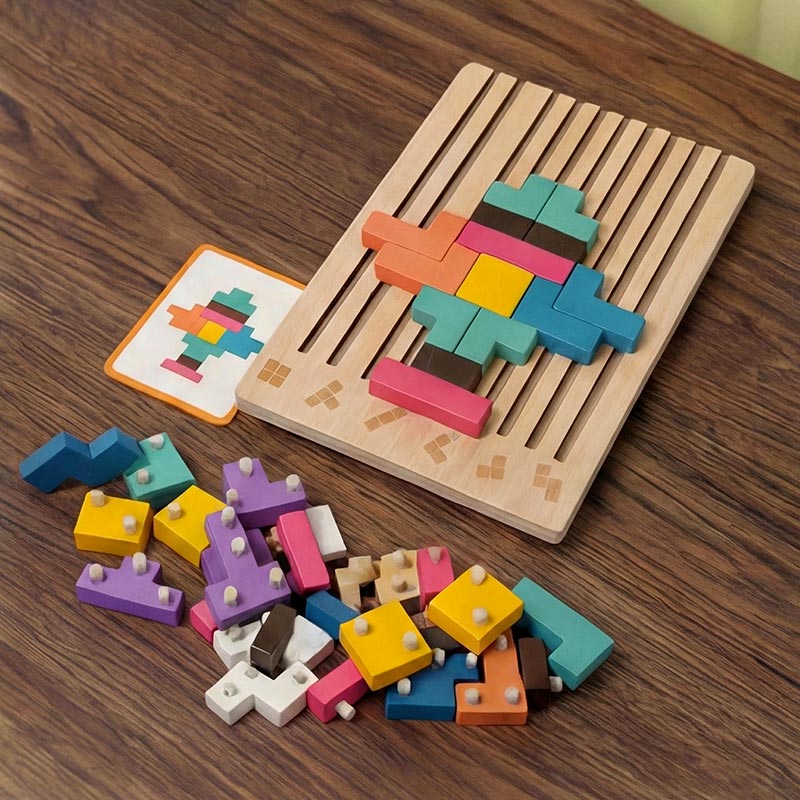 Wooden Tetris Puzzle Game - A Brain Teaser That Grows with Your Child