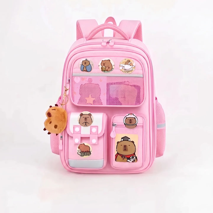 Multi-Compartment School Rucksack with Capybara Theme - Viyora