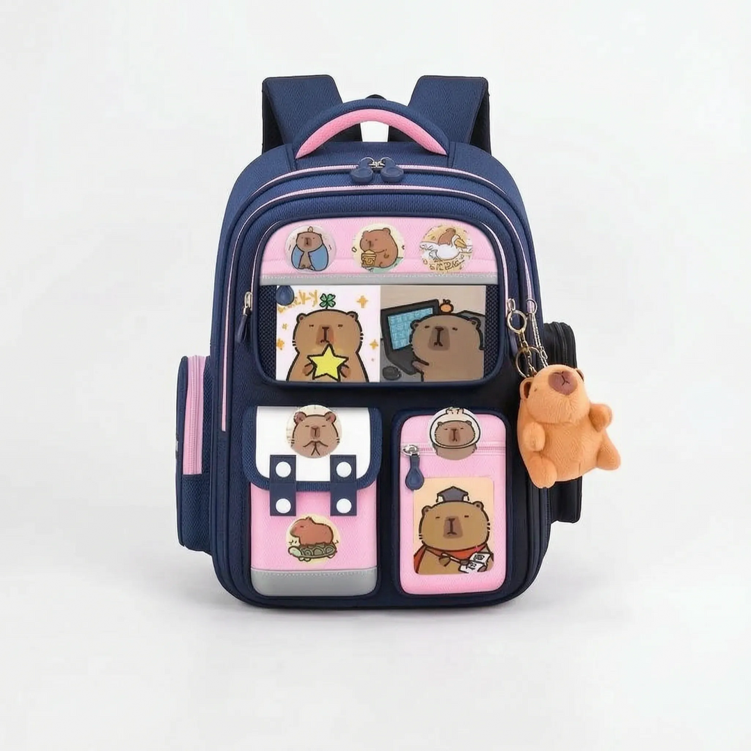 Viyora Multifunctional School Backpack with Capybara Print