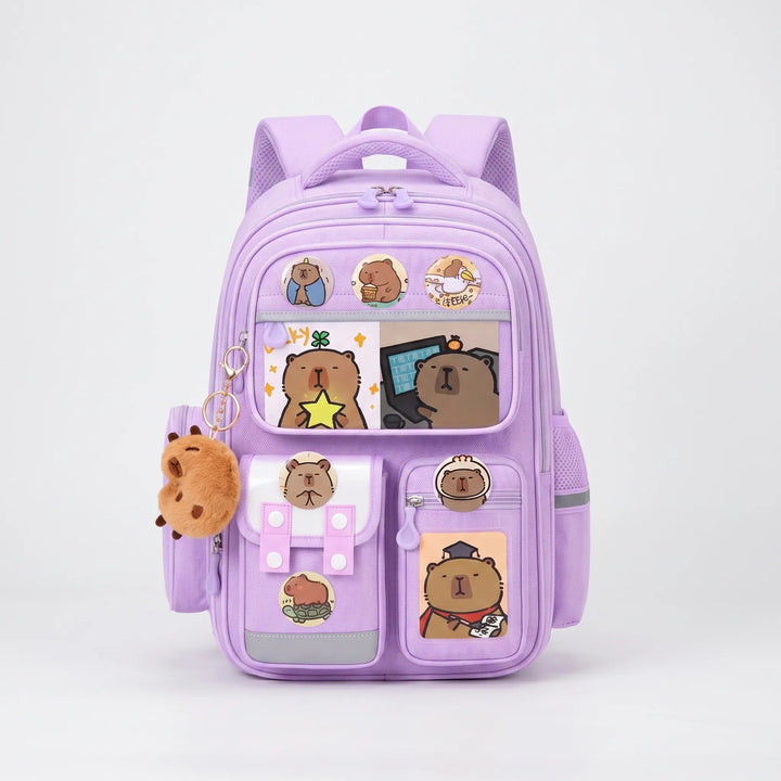 Viyora Multifunctional School Backpack with Capybara Print