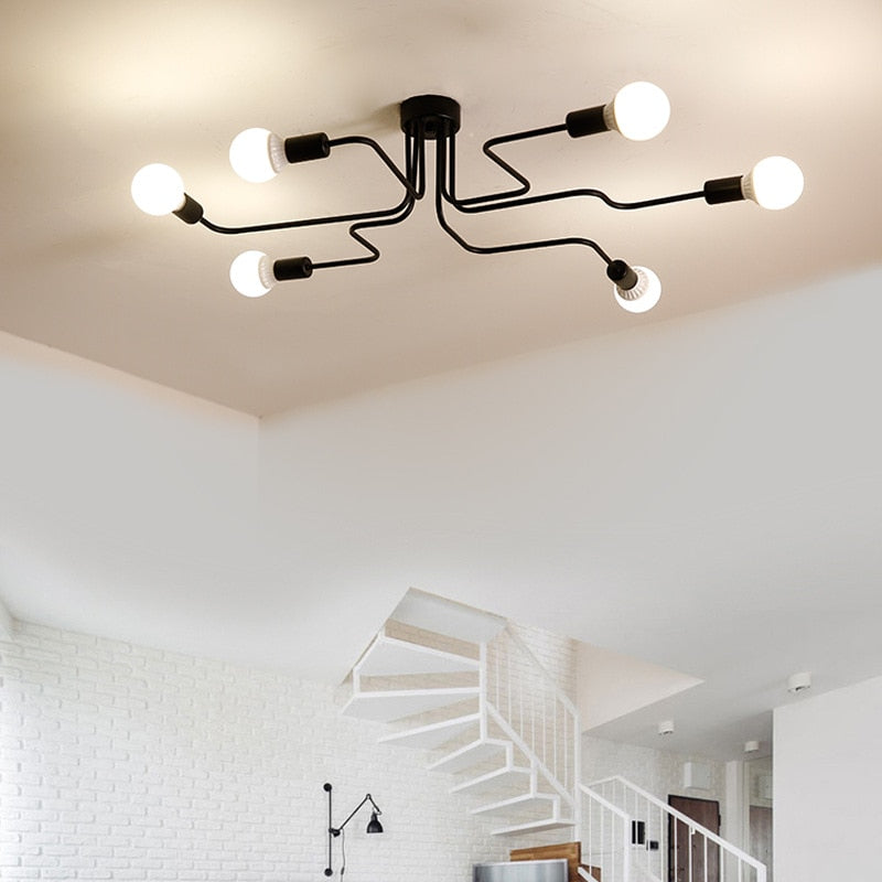 Silva Vintage LED Ceiling Lamp Industrial Style Living Room Metal 5 Colours