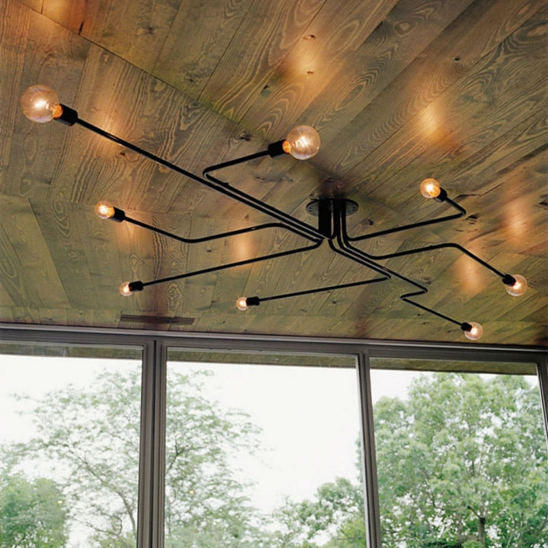 Silva Vintage LED Ceiling Lamp Industrial Style Living Room Metal 5 Colours