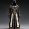 Men's black medieval costume with Celtic details for Halloween
