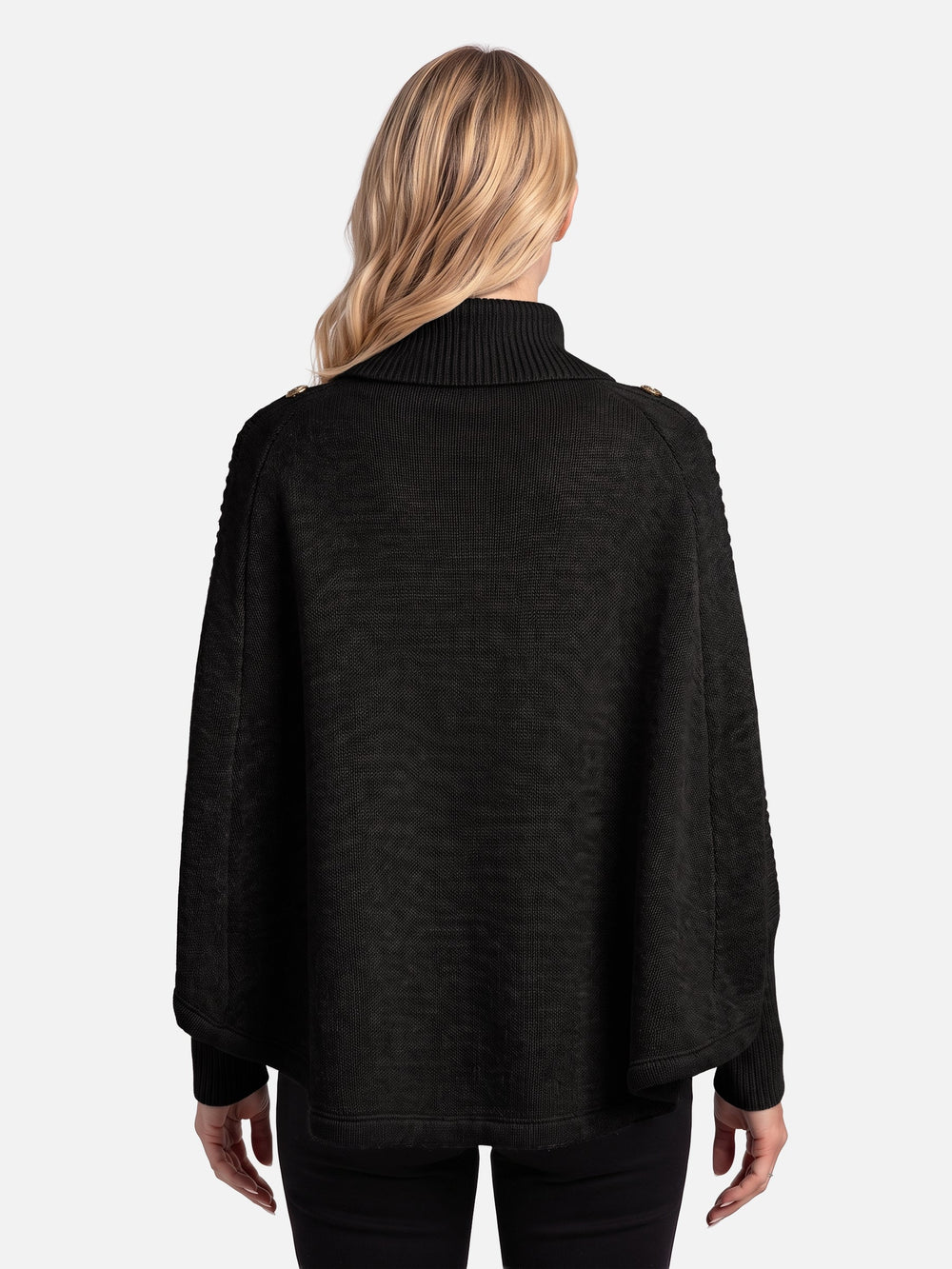 Women's Cable Knit Roll-Neck Jumper with Buttons