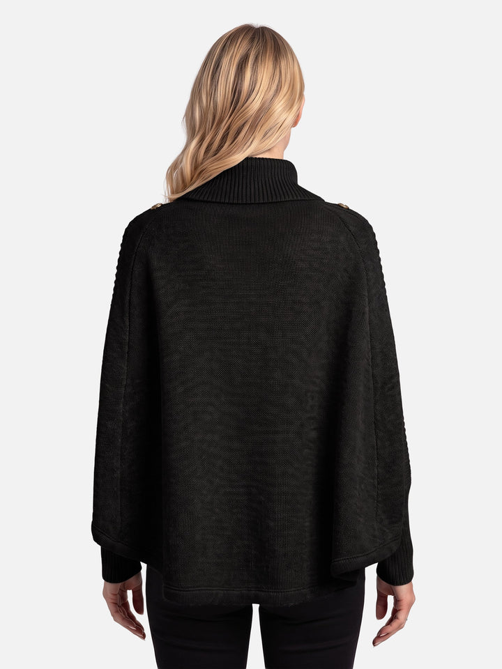 Women's Cable Knit Roll-Neck Jumper with Buttons