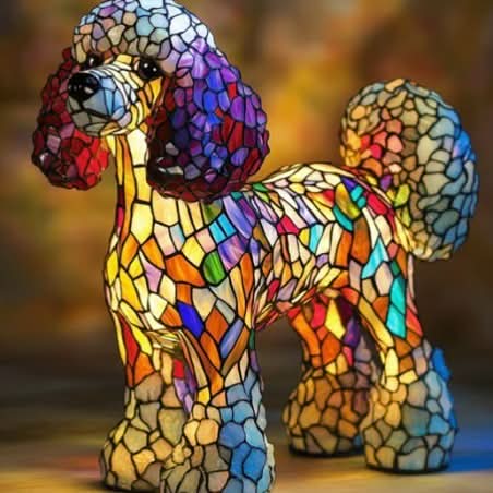 Warm-glow dog breed night light, 6 inch, USB-powered light with in-line switch
