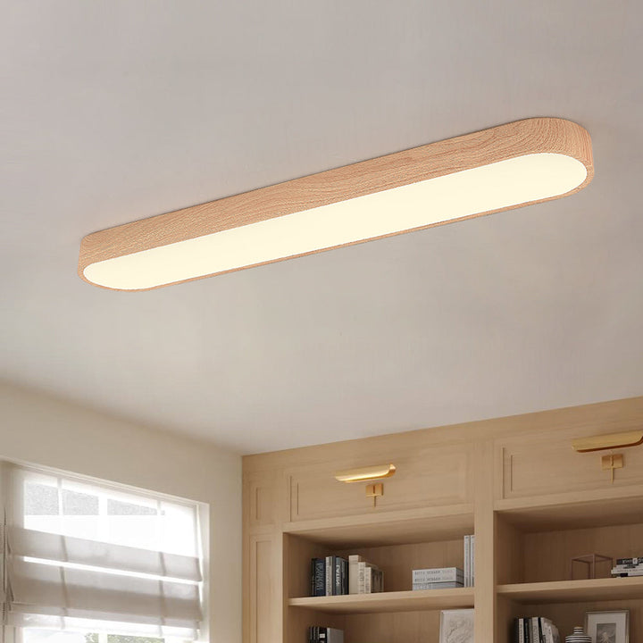 Nordic Glow Oval LED Ceiling Light with Wood Accent