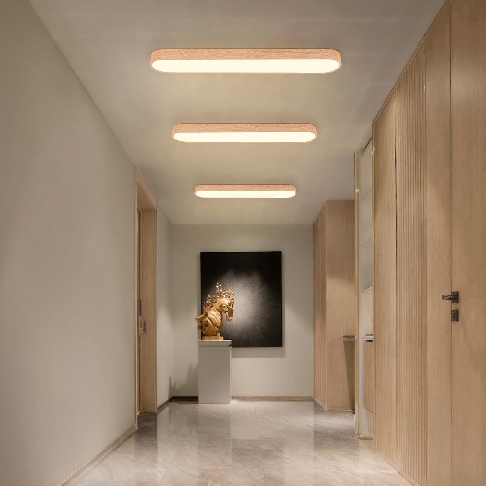 Nordic Glow Oval LED Ceiling Light with Wood Accent
