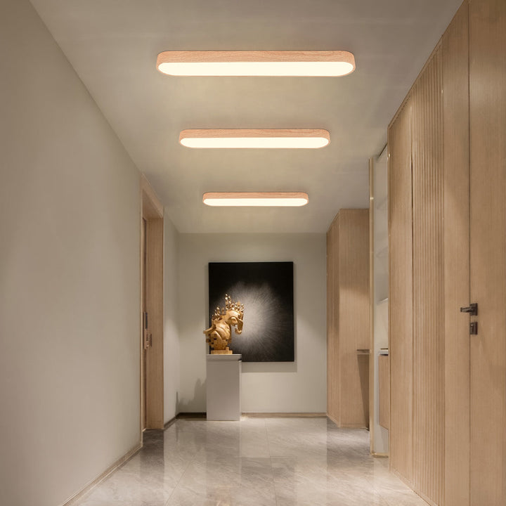 Nordic Glow Oval LED Ceiling Light with Wood Accent