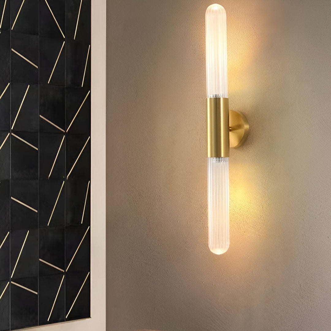 Nordic Water-Wave Glass Wall Light in Brass, 1-Light LED