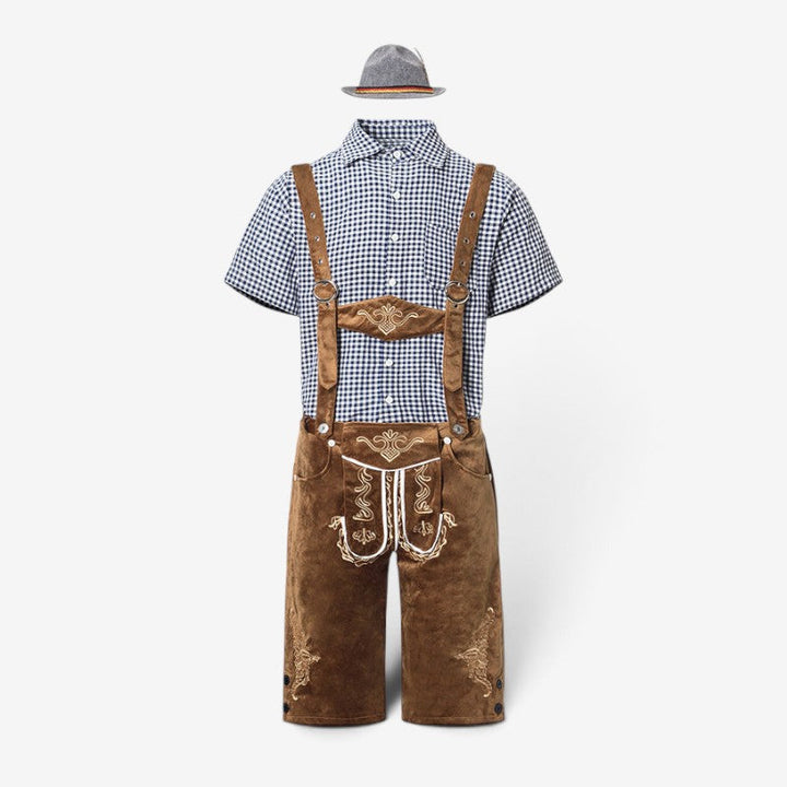 Bavarian men's costume set with lederhosen and shirt