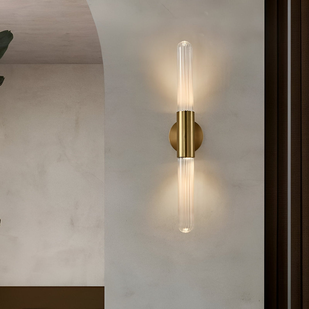 Nordic Water-Wave Glass Wall Light in Brass, 1-Light LED