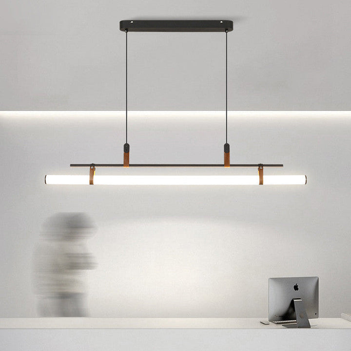 Inari Modern Linear Metal Chandelier, Black/Gold