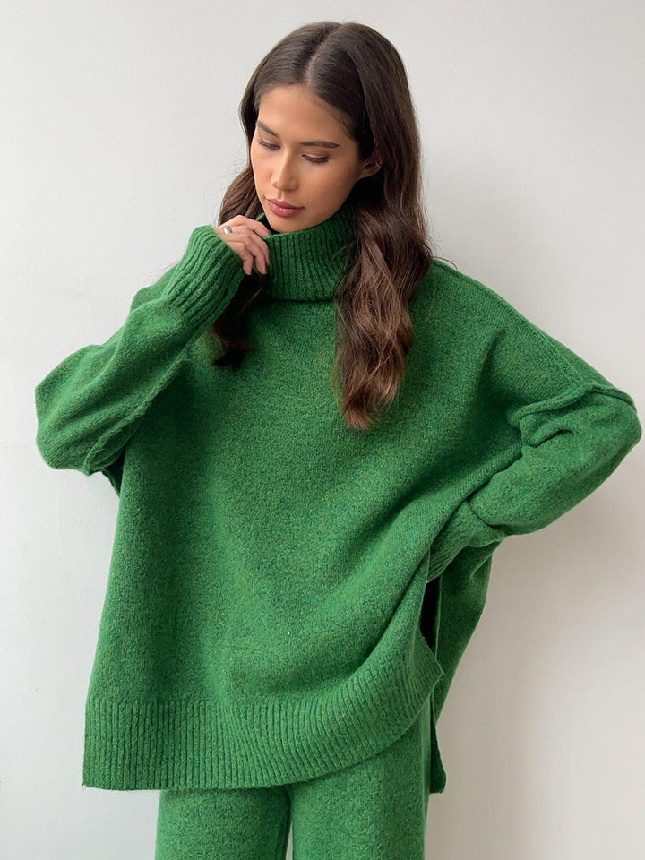 Women's Knitted Roll-Neck Jumper Set
