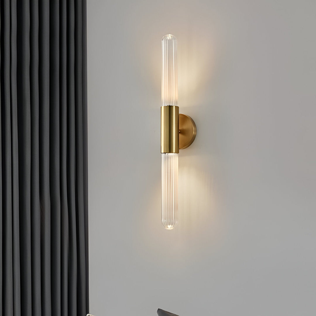 Nordic Water-Wave Glass Wall Light in Brass, 1-Light LED