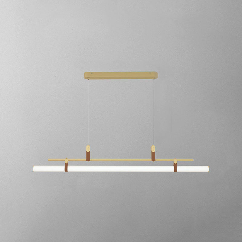 Inari Modern Linear Metal Chandelier, Black/Gold