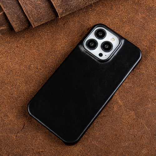 Genuine Oil Wax Leather Case for Apple iPhone