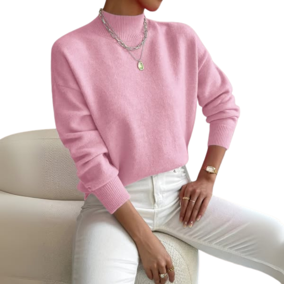 Women's classic polo-neck jumper in soft, breathable cotton