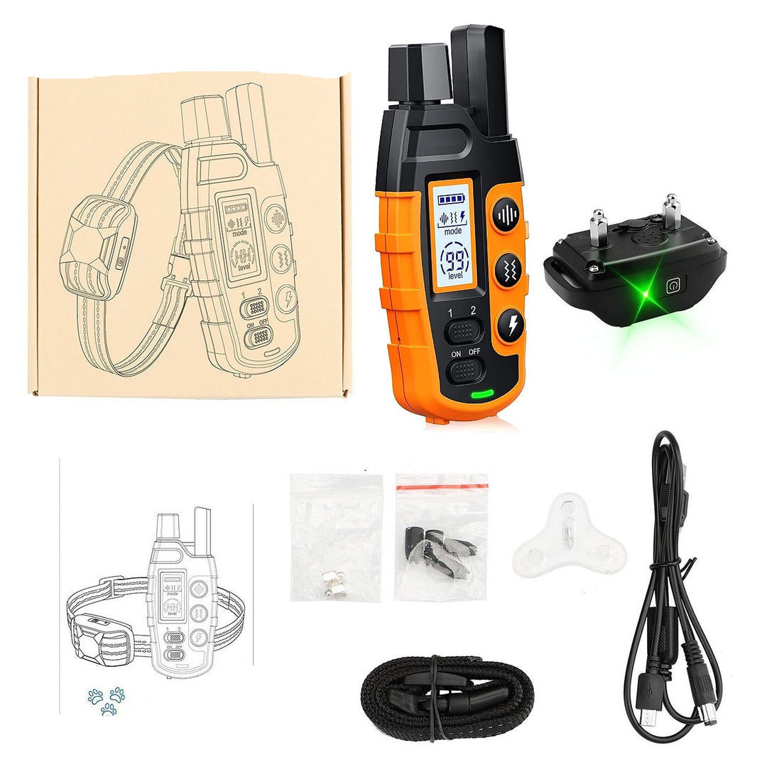 Premium 1000m Dog Training Collar With Remote Control - Waterproof, Rechargeable E-Collar for All Dog Sizes
