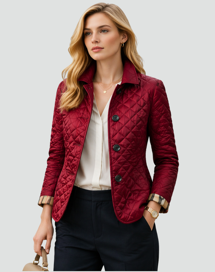 Quilted Jacket with Button Placket and Diamond Quilting