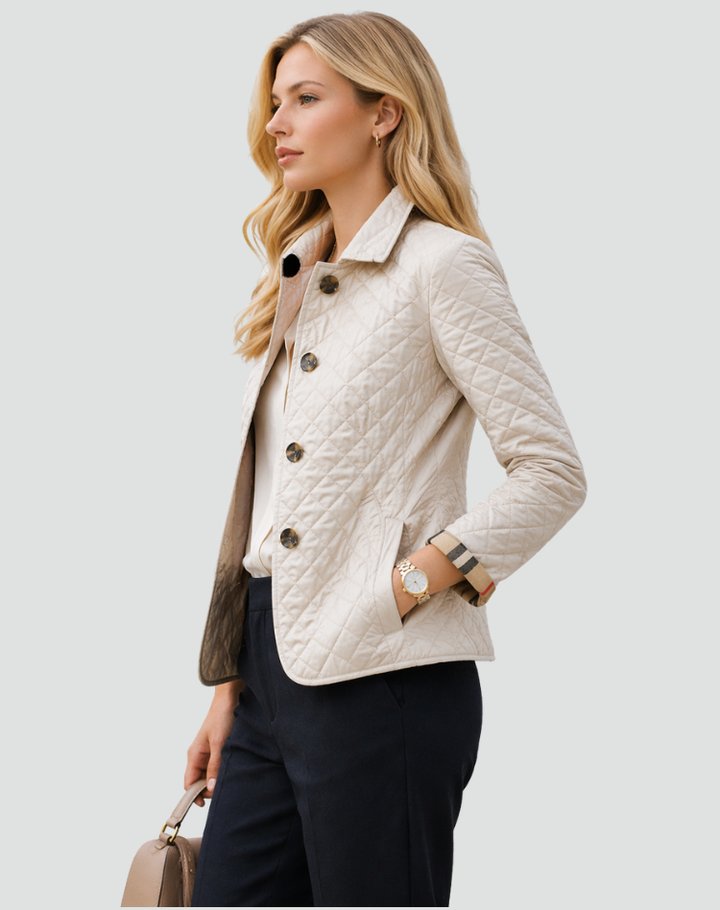 Quilted Jacket with Button Placket and Diamond Quilting