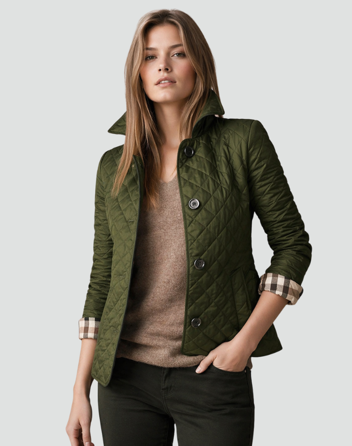 Quilted Jacket with Button Placket and Diamond Quilting