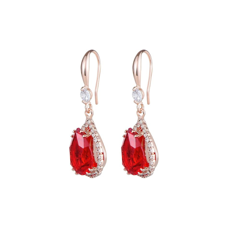 Elegant pink gold earrings with drop-shaped cubic zirconia