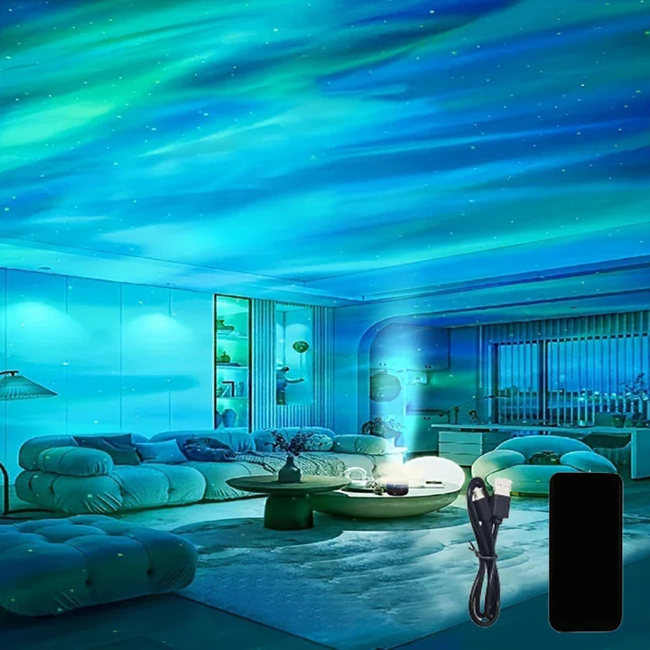 Polariva Northern Lights Projector | Music Sync & Remote Control | RGB Ambient Light | USB Charging | 7.8×7.8×8.7 cm
