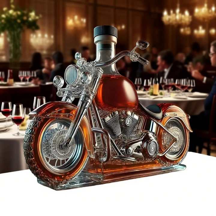 Harley Motorcycle-Shaped Whiskey Decanter for the Home Bar
