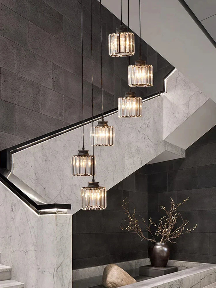 Long Glass Chandelier for Staircases and Entrances