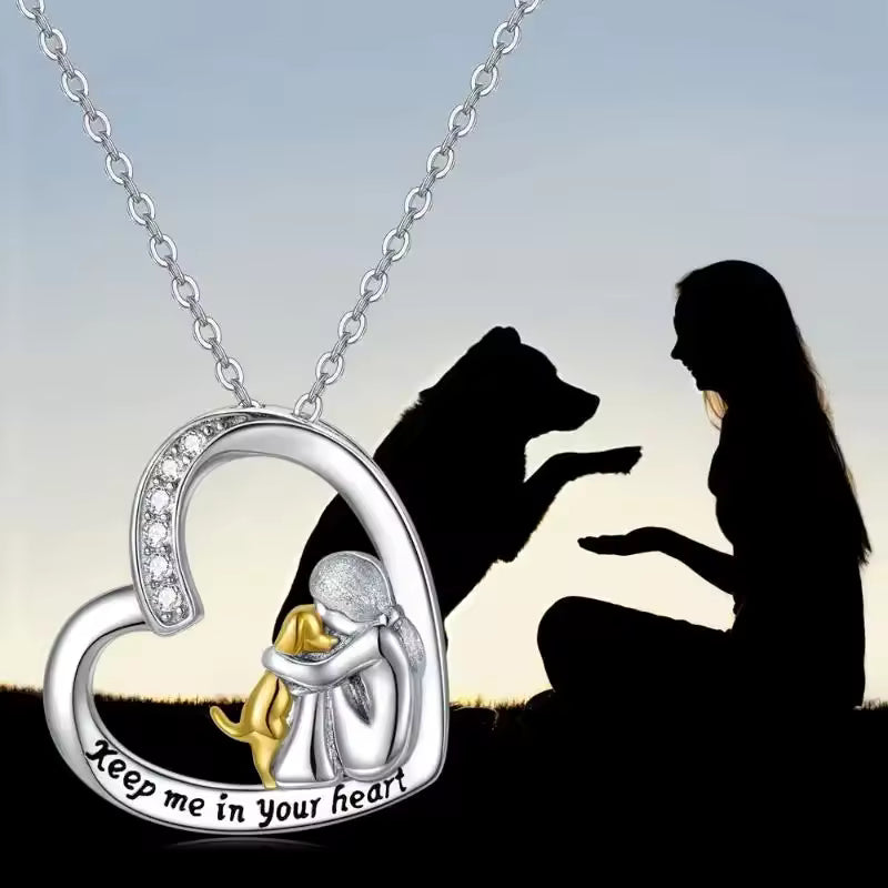 Soft silver necklace with dog heart