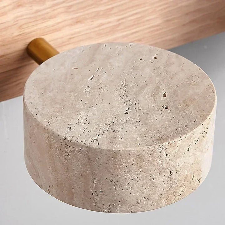 Modern LED Wall Lamp with Rotatable Stone Shades and Wooden Base