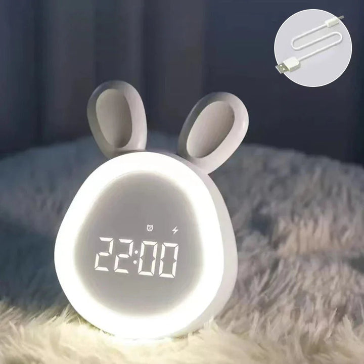 BunniGlow Bunny-Shaped Children's Alarm Clock with LED Night Light