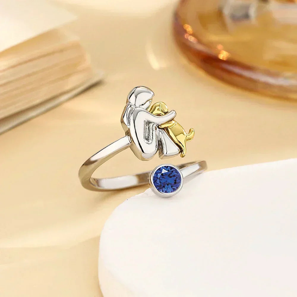 Soft rose gold ring with cute dog motif