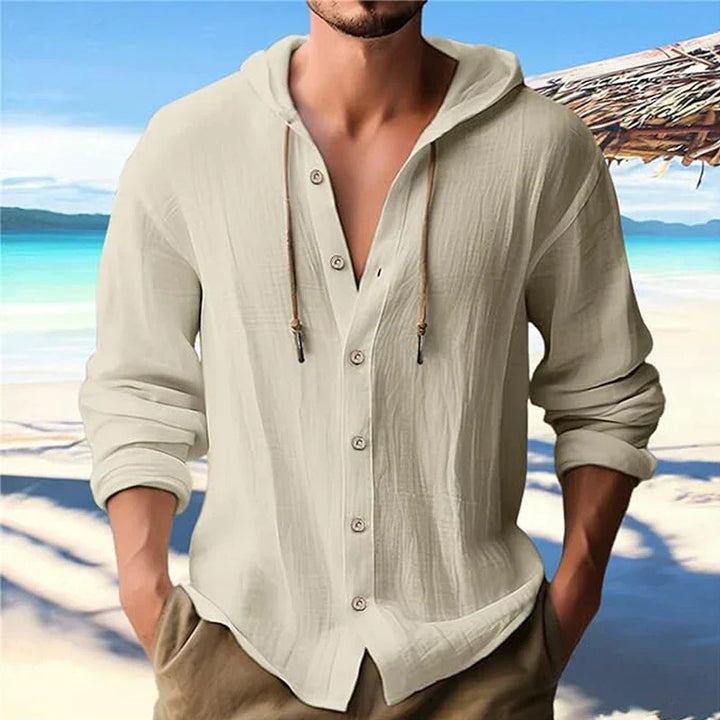 Breathable & Light Linen Men's Hooded Shirt – Malik